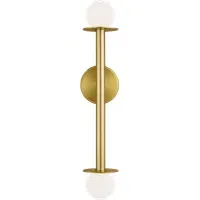 Double Wall Light with Glass Globes - Brass