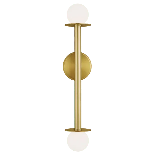 Double Wall Light with Glass Globes - Brass