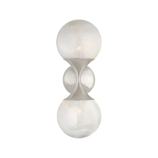 Double Wall Light with Orbs - Polished Nickel