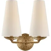 Double Wall Light with Shade - Gold, Plaster