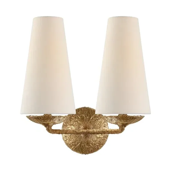 Double Wall Light with Shade - Gold, Plaster image