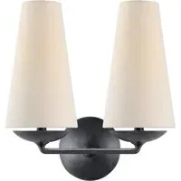 Double Wall Light with Shade - Iron, Linen