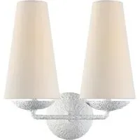 Double Wall Light with Shade - White, Plaster