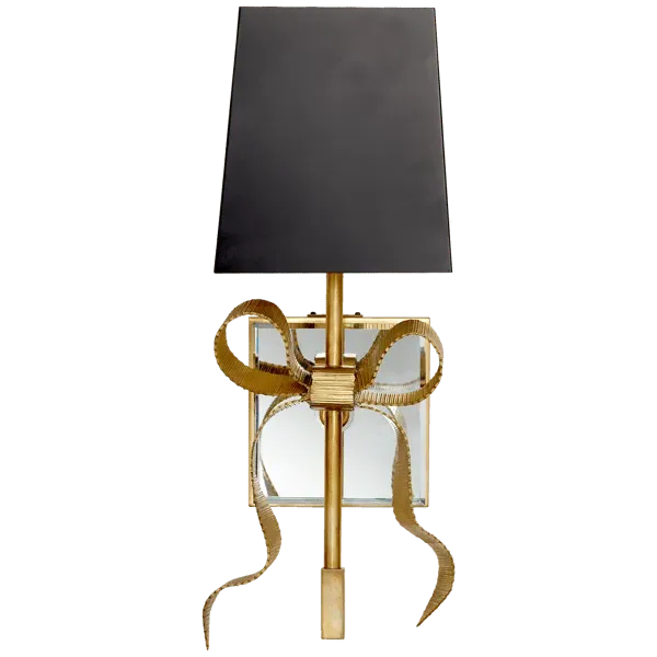 Ellery Wall Light with Bow Detail - Black, Brass image