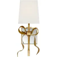 Ellery Wall Light with Bow Detail - Cream, Brass