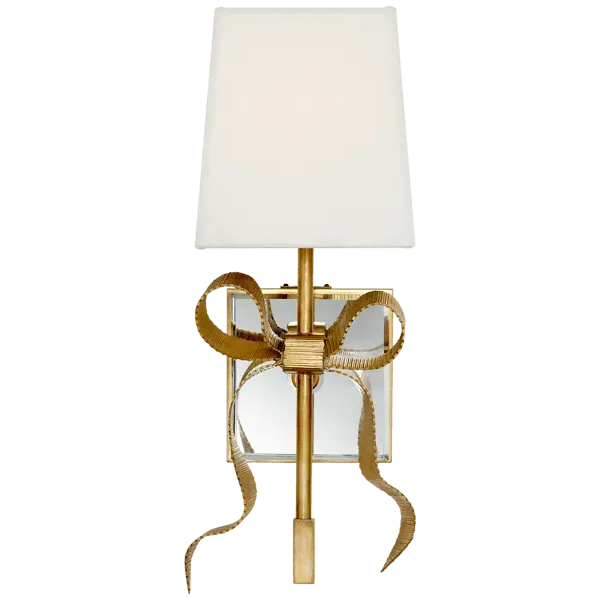 Ellery Wall Light with Bow Detail - Cream, Brass