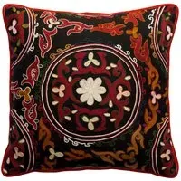 Embroidered Cushion with Feather Fill - Ember, Linen