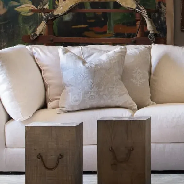 Embroidered Cushion with Feather Fill - Ivory, Linen