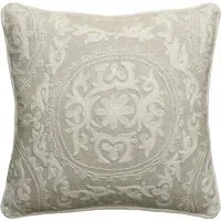 Embroidered Cushion with Feather Fill - Ivory, Linen