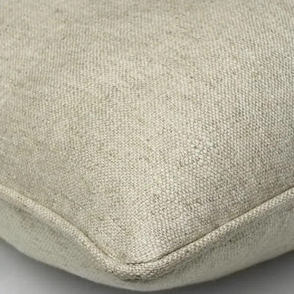 Embroidered Cushion with Feather Fill - Natural, Linen
