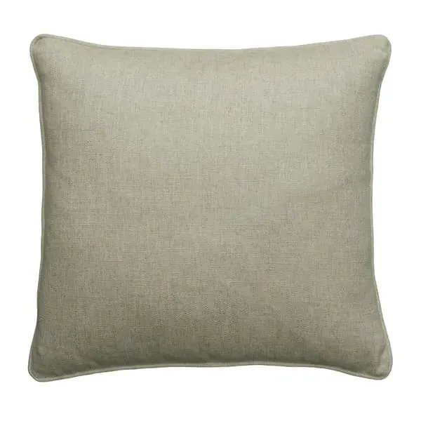 Embroidered Cushion with Feather Fill - Natural, Linen image