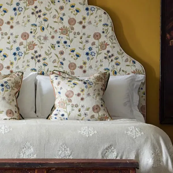 Embroidered Cushion with Feather Fill - Woodland, Linen