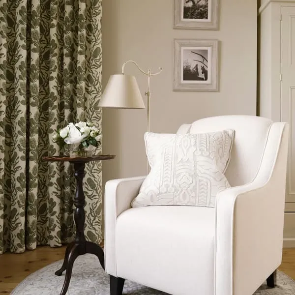 Embroidered Cushion with Piping - Ivory, Linen