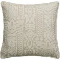 Embroidered Cushion with Piping - Ivory, Linen