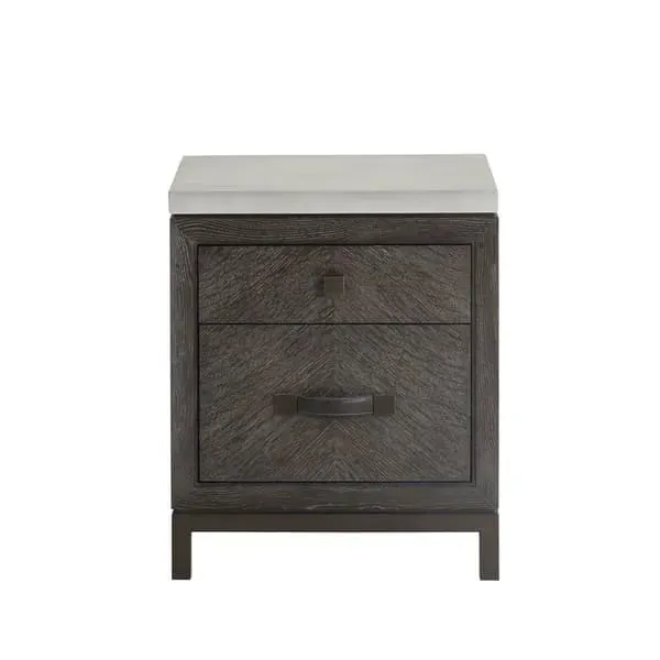 Emerson Bedside Table with Drawers - Brown, Oak Veneer image
