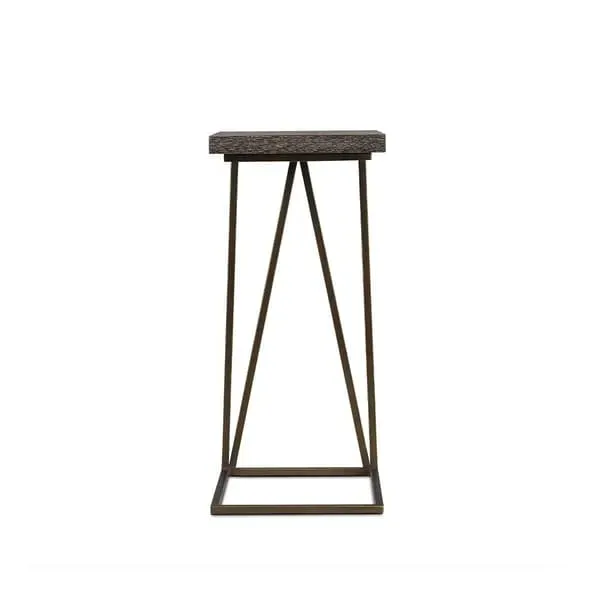 Emerson End Table with Steel Base - Brown, Oak Veneer