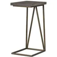Emerson End Table with Steel Base - Brown, Oak Veneer