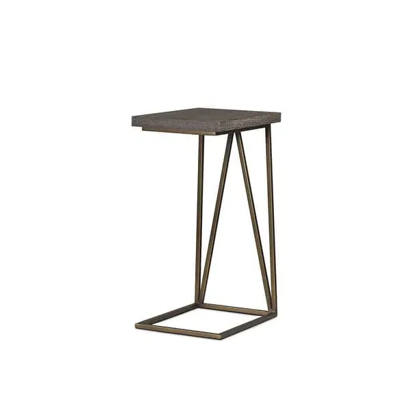 Emerson End Table with Steel Base - Brown, Oak Veneer image