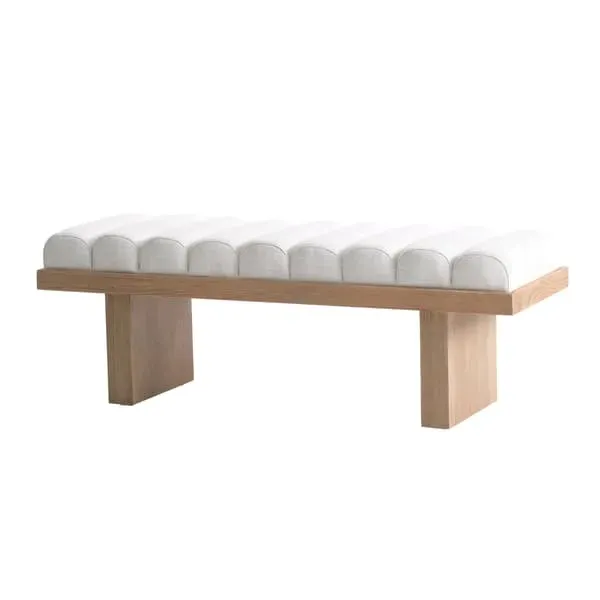 End-of-Bed Ottoman Stool - Light Neutral, Fabric image
