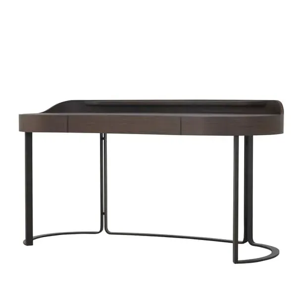 Executive Desk with Storage - White, Walnut Veneer image