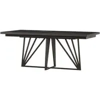 Extending Dining Table - Dark Wood, Bronze Base