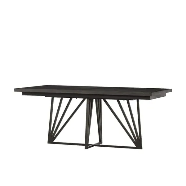 Extending Dining Table - Dark Wood, Bronze Base image