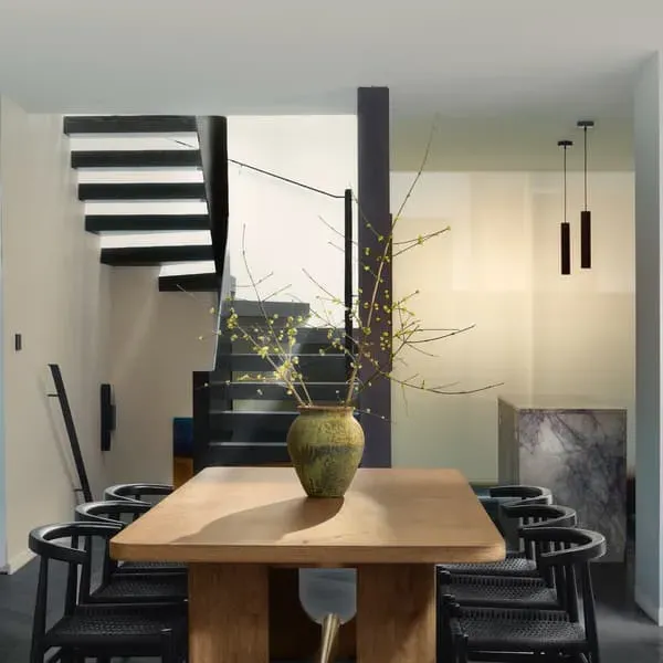 Extending Dining Table - Light Oak, Brass Accents