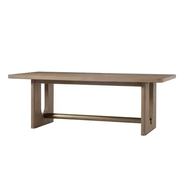 Extending Dining Table - Light Oak, Brass Accents image