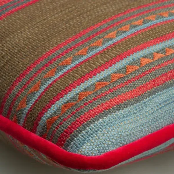 Feather Cushion with Kilim Stripe - Cotton Blend
