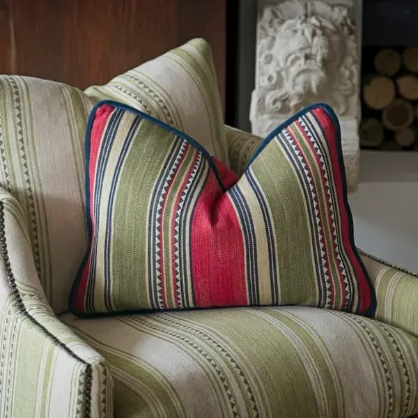 Feather Cushion with Kilim Stripe - Cotton Blend
