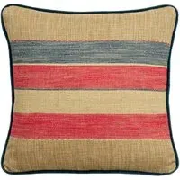 Feather Cushion with Piping - Denim, Cotton