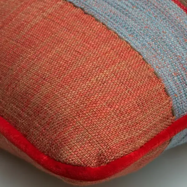 Feather Cushion with Piping - Denim, Cotton