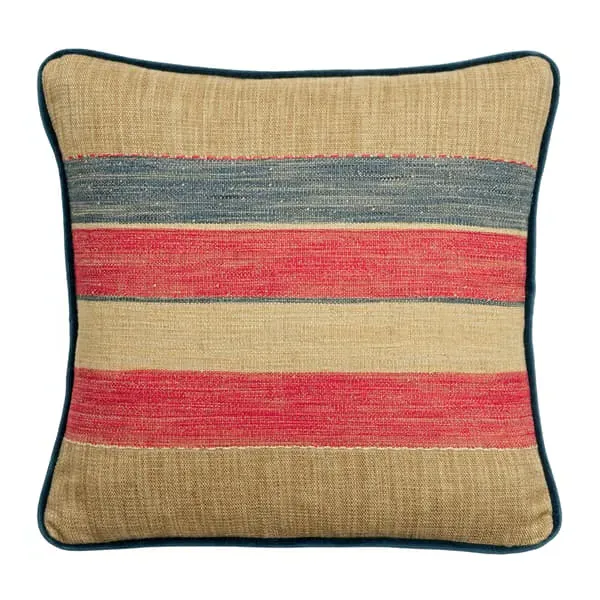 Feather Cushion with Piping - Denim, Cotton