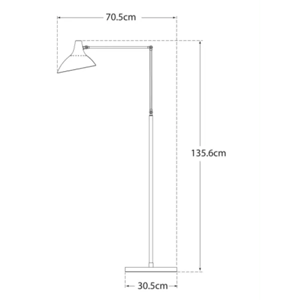 Floor Lamp with Brass Fixings - Black, Metal
