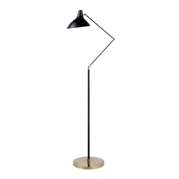 Floor Lamp with Brass Fixings - Black, Metal