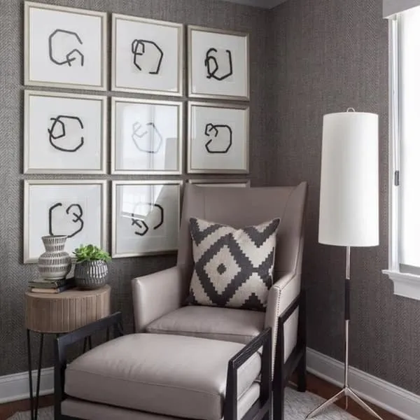 Floor Lamp with Cylindrical Shade - Nickel, Linen