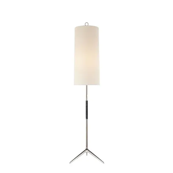 Floor Lamp with Cylindrical Shade - Nickel, Linen