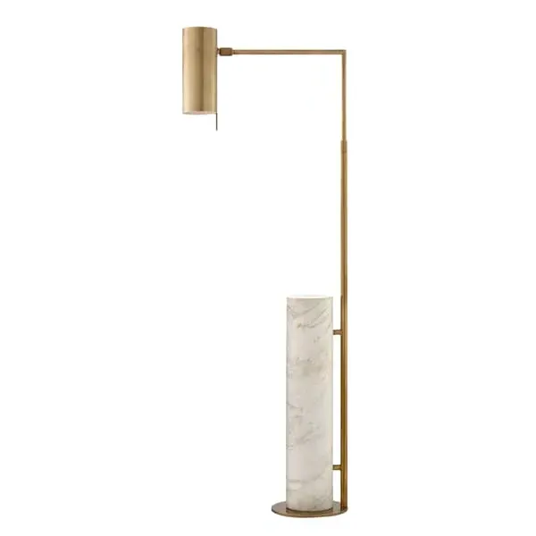 Floor Lamp with Marble Base - Brass, Marble image