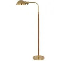 Floor Lamp with Rattan Detail - Brass