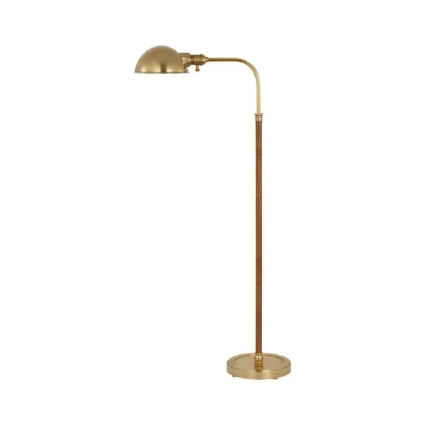 Floor Lamp with Rattan Detail - Brass