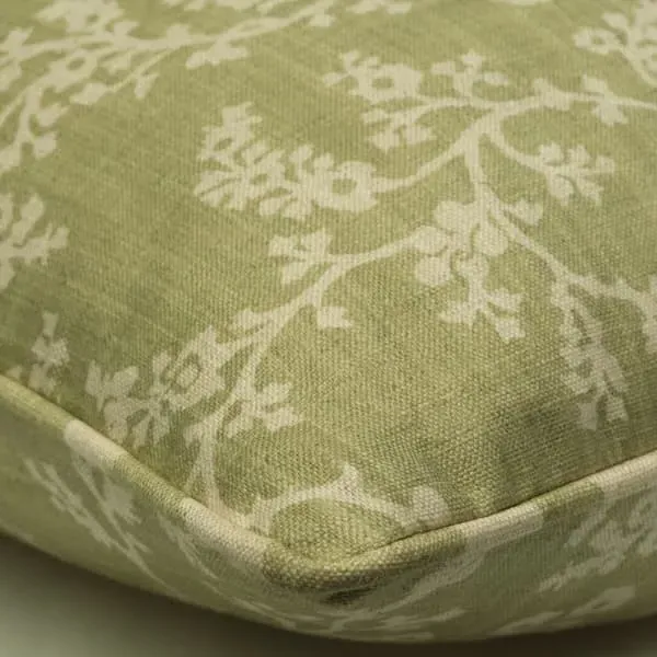 Floral Cushion with Feather Fill - Green, Cotton