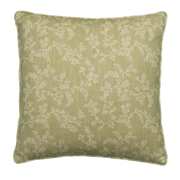 Floral Cushion with Feather Fill - Green, Cotton image