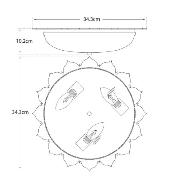 Floral Flush Ceiling Light - Gunmetal, Glass