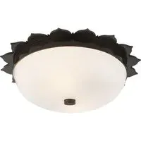Floral Flush Ceiling Light - Gunmetal, Glass