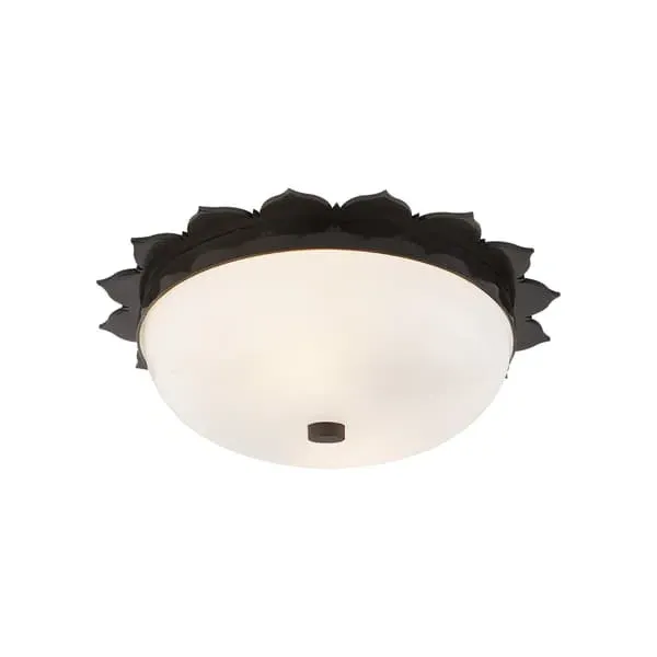 Floral Flush Ceiling Light - Gunmetal, Glass image