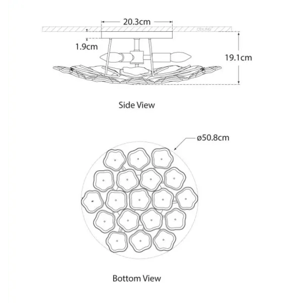Flush Ceiling Light - Soft Brass, Metal