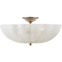 Flush Ceiling Light with Glass Bowl - Brass, Glass
