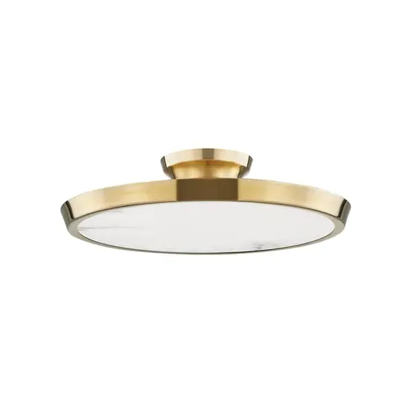 Flush Mount Ceiling Light - Brass, Alabaster image