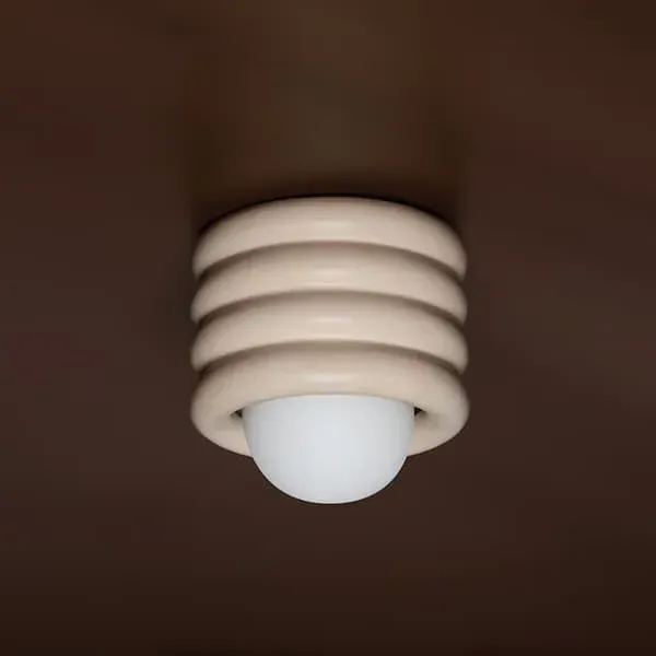 Flush Mount Ceiling Light - Brass, Ceramic image