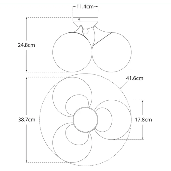 Flush Mount Light with 3 Globes - Nickel